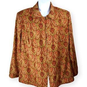 Harve Bernard Orange Red Brown Paisley Womens Plus Blazer 24W